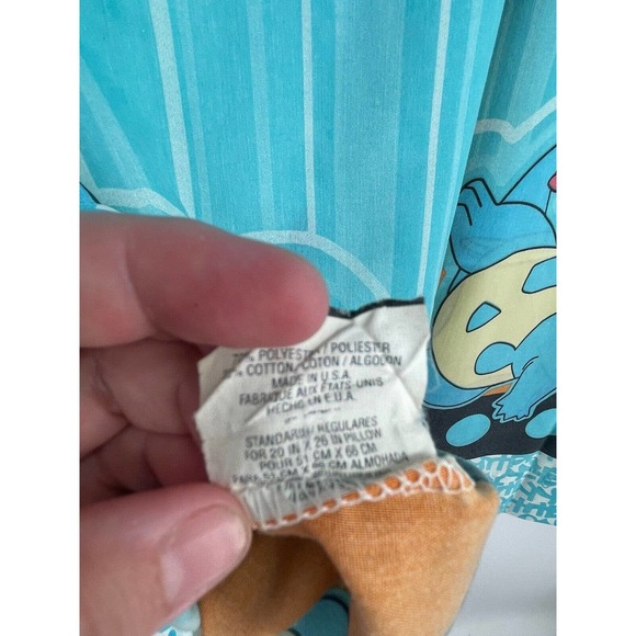 Nintendo Pokemon Blue Brown Standard Regular Pillow Case Pikachu Vintage - Picture 5 of 6